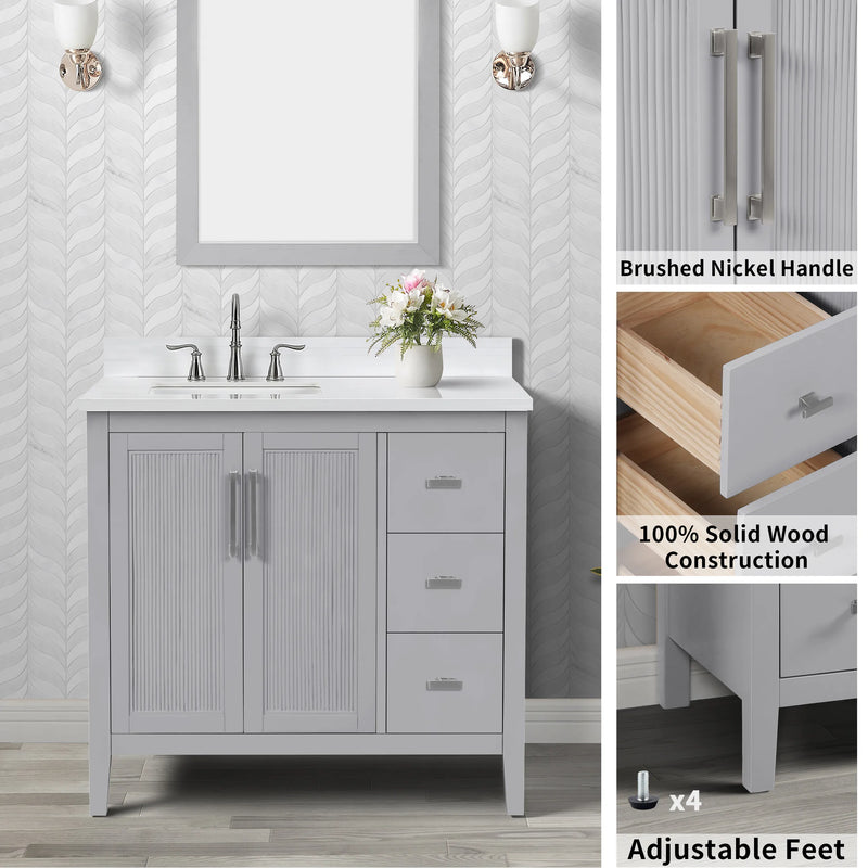 Hollister 60" Vanity Set with Sintered Stone Carrara Top