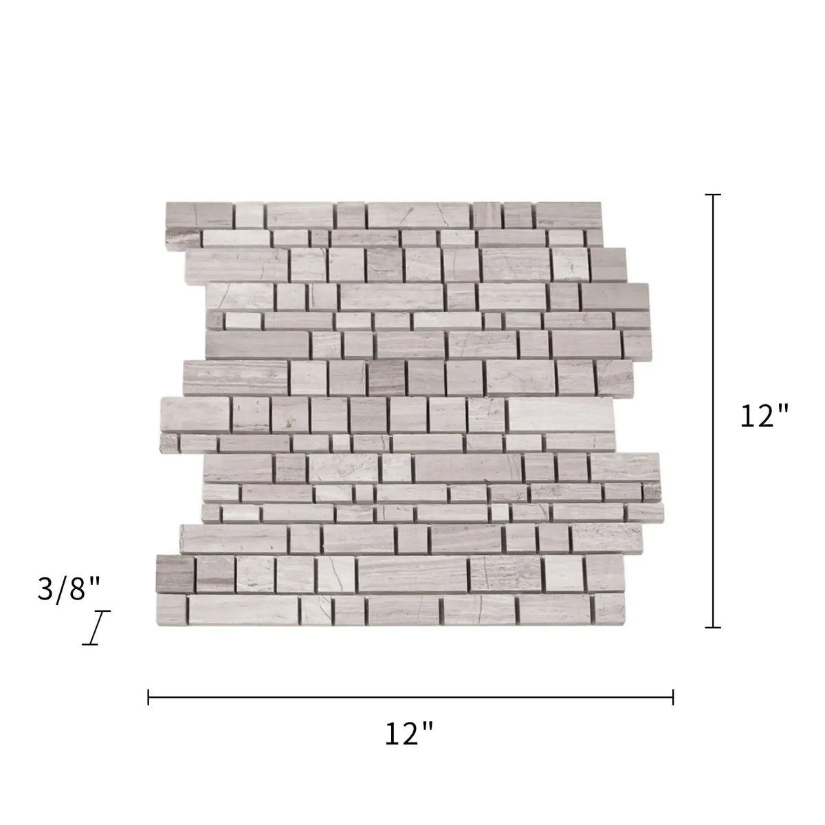 Wooden White Multi-Square Honed Marble Mosaic Wall Tile - Sample (Product Shown is Full Size)