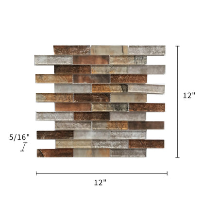 Gray Umber Textured Mixed Color Glass 12-in x 12-in Mosaic Wall Tile( 10 sq. ft. /Box )
