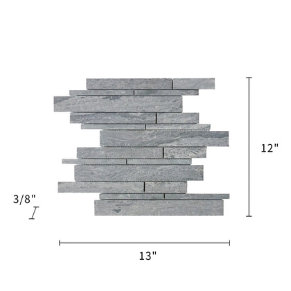 Mountain Blue Random Strip 13-in x 12-in Honed Marble Mosaic Floor and Wall Tile( 5.4 sq. ft. /Box )