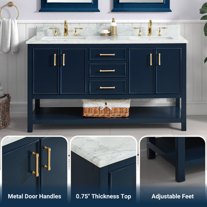 1.0 Manhattan 48" Vanity With Carrara Marble Top