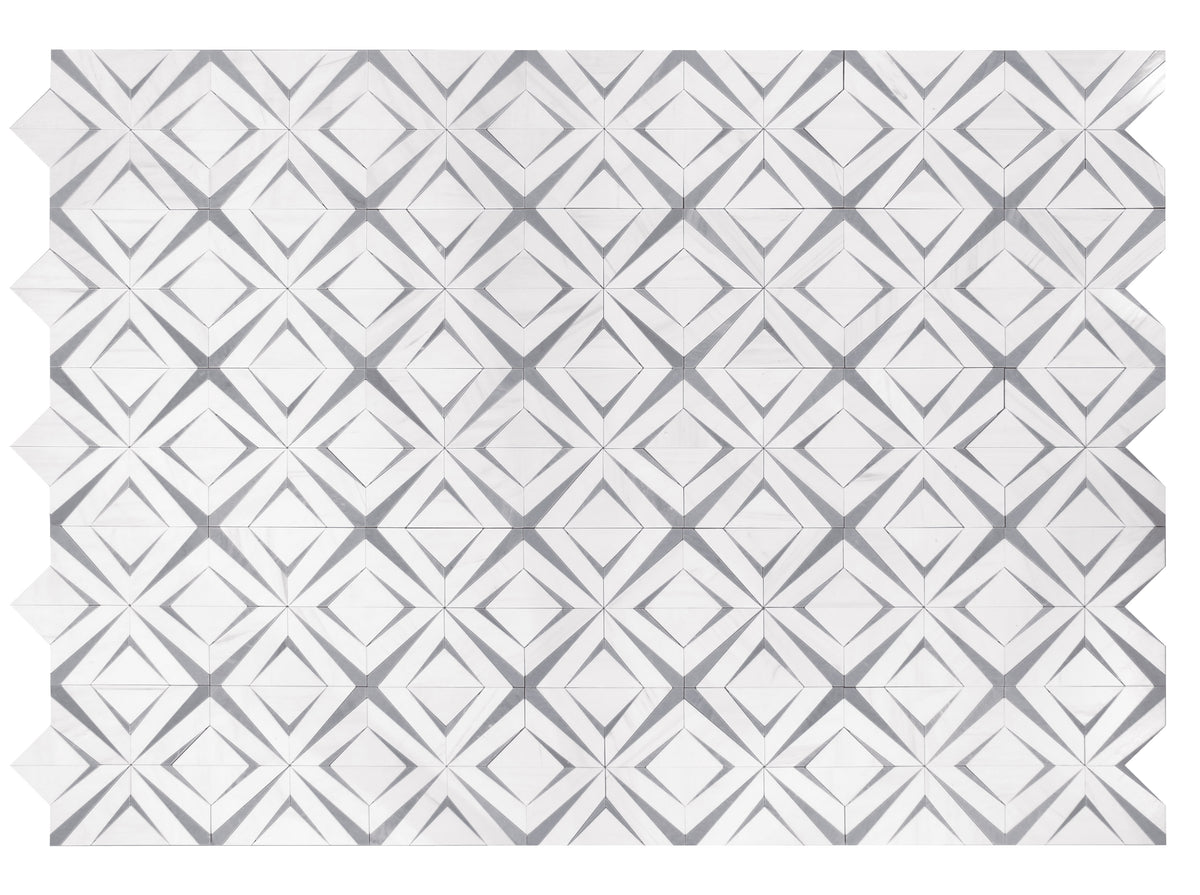Aphrodite Light Gray Diamond Pattern 12-in x 12-in Polished Waterjet Mosaic Floor and Wall Tile( 5 sq. ft. /Box )