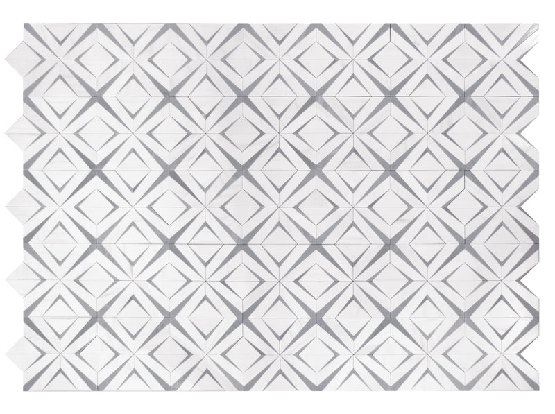 Aphrodite Light Gray Diamond Pattern 12-in x 12-in Polished Waterjet Mosaic Floor and Wall Tile( 5 sq. ft. /Box )