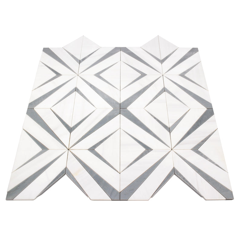 Aphrodite Light Gray Diamond Pattern 12-in x 12-in Polished Waterjet Mosaic Floor and Wall Tile( 5 sq. ft. /Box )