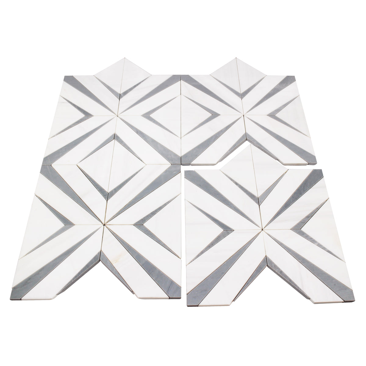 Aphrodite Light Gray Diamond Pattern 12-in x 12-in Polished Waterjet Mosaic Floor and Wall Tile( 5 sq. ft. /Box )