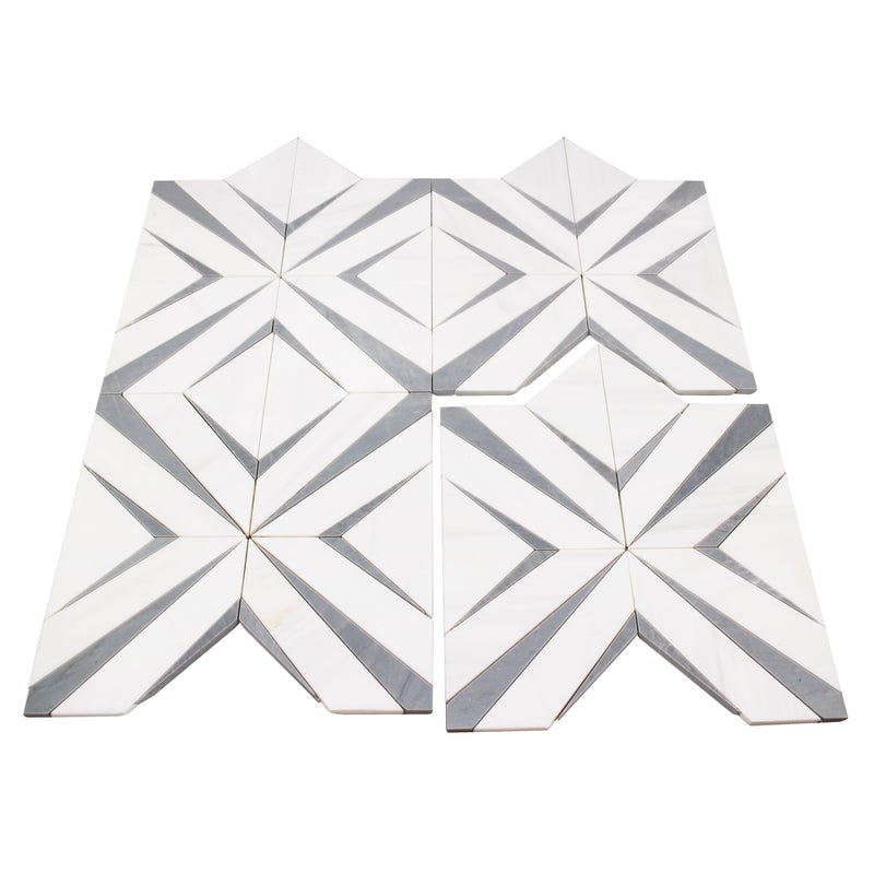 Aphrodite Light Gray Diamond Pattern 12-in x 12-in Polished Waterjet Mosaic Floor and Wall Tile( 5 sq. ft. /Box )