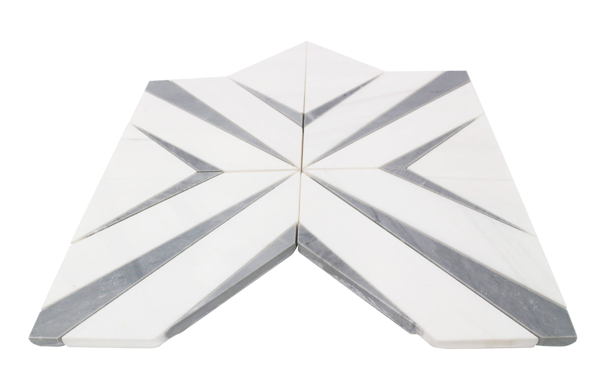 Aphrodite Light Gray Diamond Pattern 12-in x 12-in Polished Waterjet Mosaic Floor and Wall Tile( 5 sq. ft. /Box )