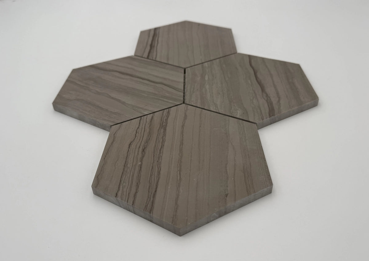 6-in Athens Gray Hexagon 12-in x 10-in Honed Mosaic Floor and Wall Tile( 4.15 sq. ft. /Box )