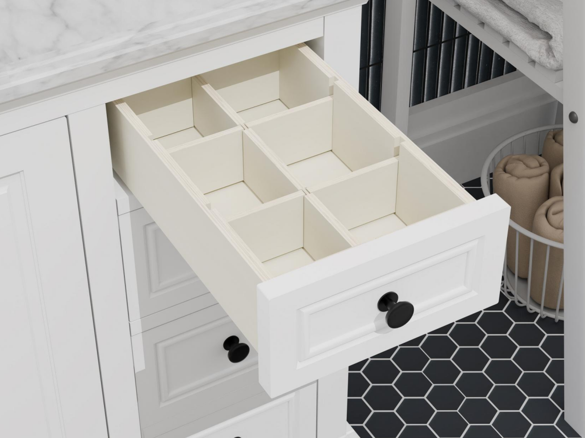 Icon 48" Single Vanity in White with Carrara Marble Top