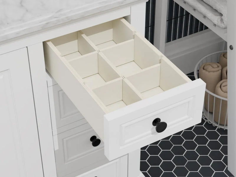 Icon 48" Single Vanity in White with Carrara Marble Top