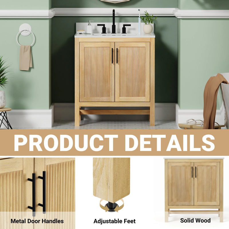 Blunt 30" Single Vanity with Pure White Quartz Top