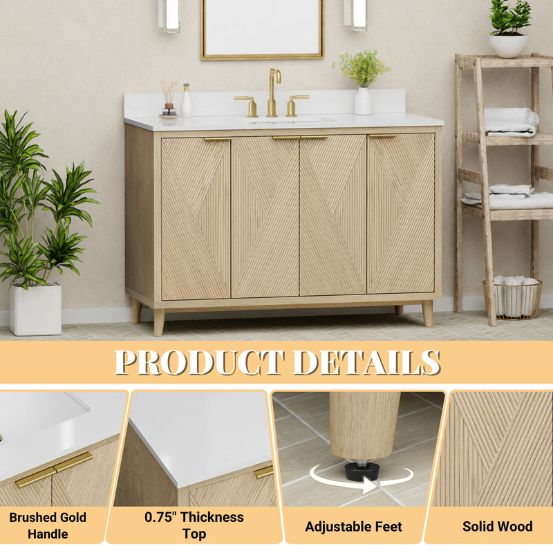Summerville 48" Vanity Set with Pure White Quartz Countertop