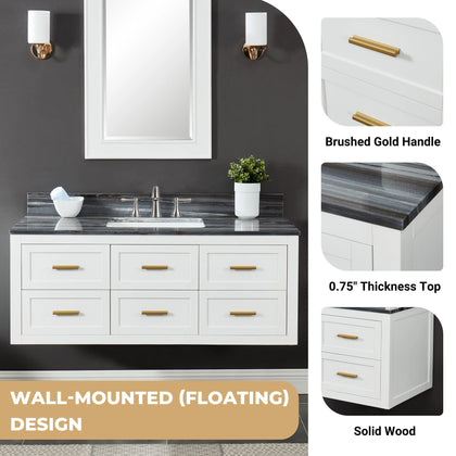 Ralph 48" Wall Mounted Vanity with Palissandro Blue Marble Top