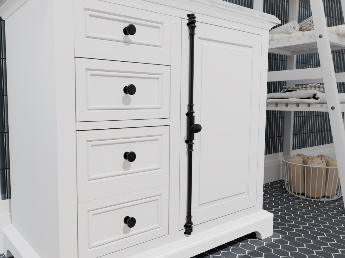 Icon 36" Vanity in White with Carrara Marble Top
