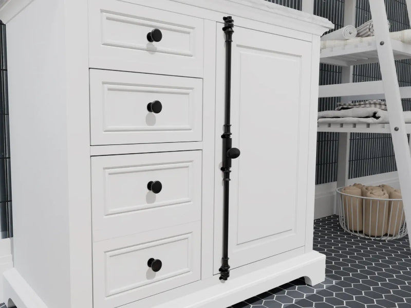 Icon 36" Vanity in White with Carrara Marble Top