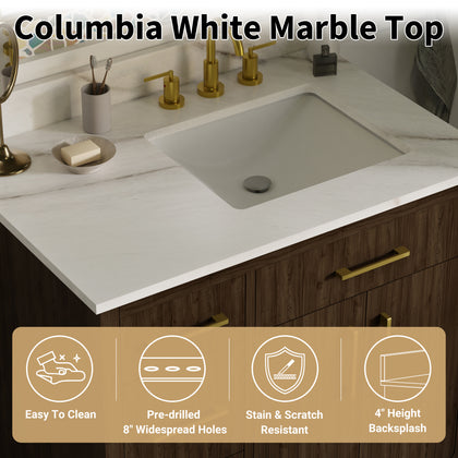 Warner 48" Single Vanity With Columbia White Marble Top