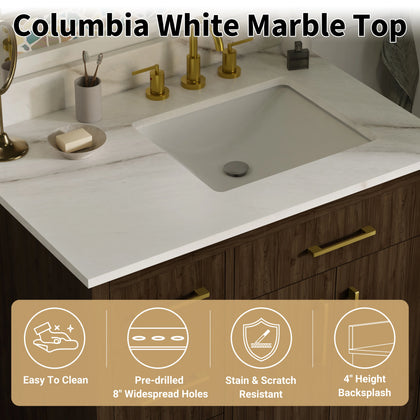 Warner 48" Single Vanity With Columbia White Marble Top
