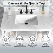 Encino 48" Single Vanity With Carrara White Quartz Stone Top