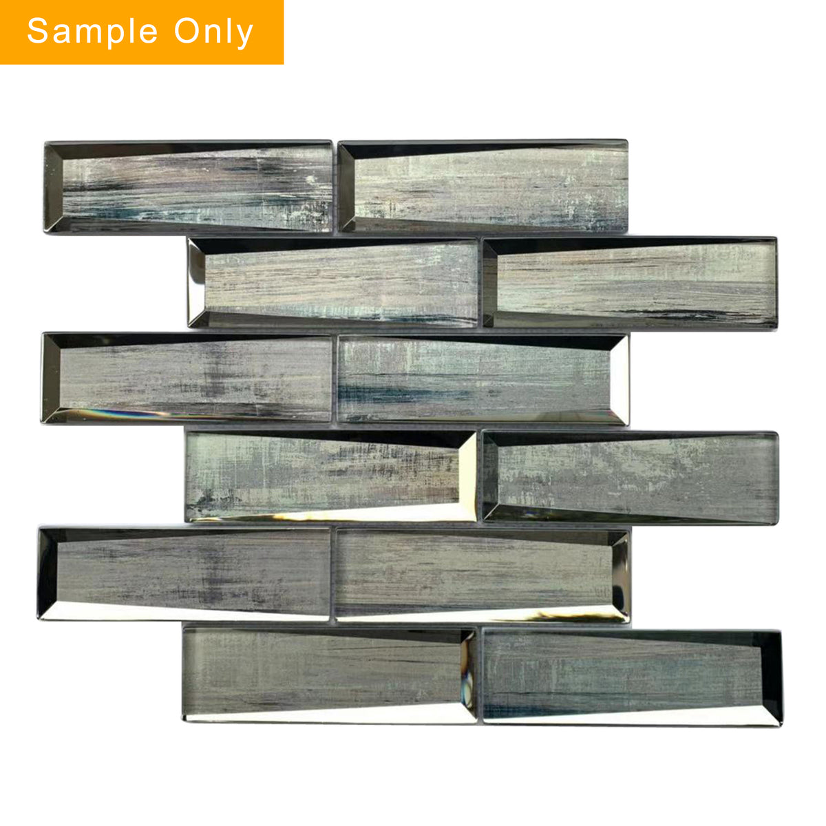 Blue & Gray Wood  Grain 3D Glass Mosaic Wall Tile - Sample (Product Shown is Full Size)