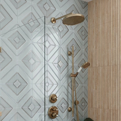 Diamond 12-in x 12-in Pattern Chevron with Metallic Edge Glass Mosaic Wall Tile( 10 sq. ft. /Box )