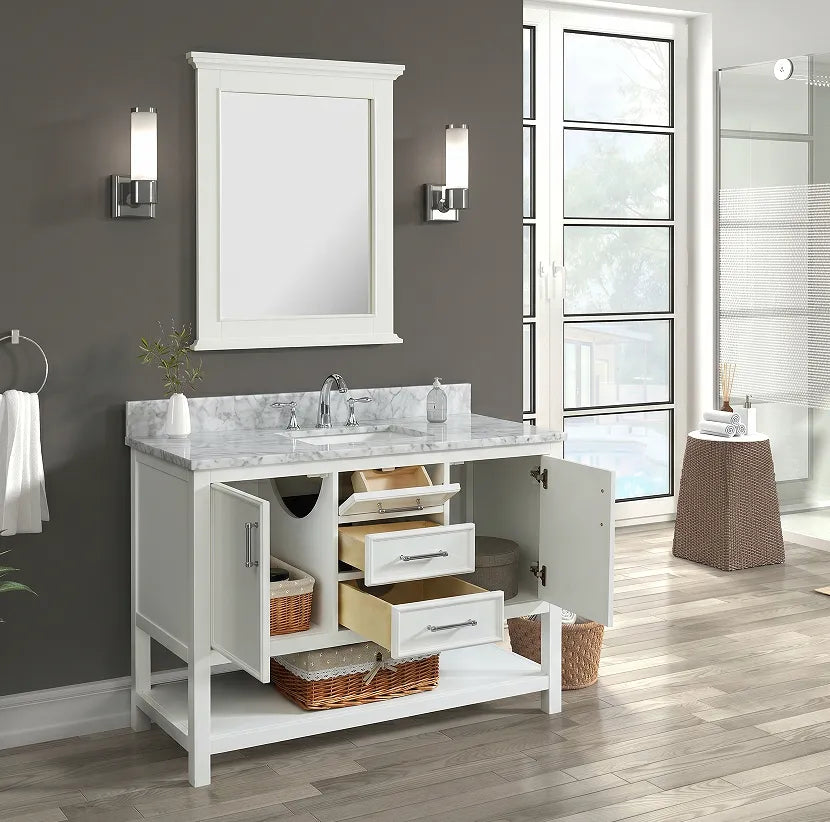 Premium Manhattan 48" Vanity With Premium Carrara Marble Top