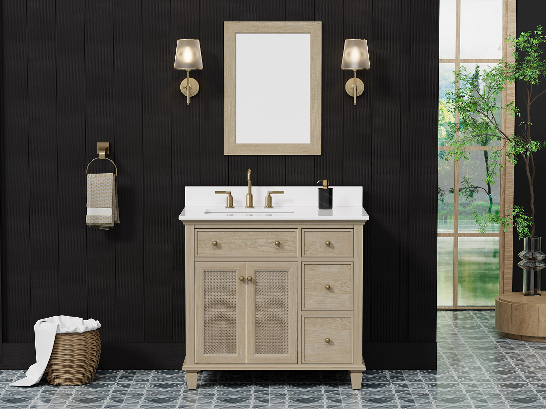 Ronnie 36" Vanity Set with Pure White Quartz Countertop