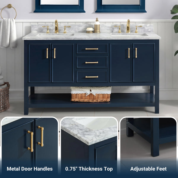 Premium Manhattan 36" Single Vanity With Premium Carrara Marble Top