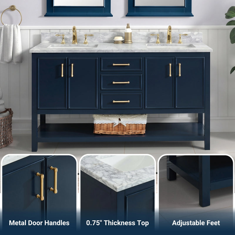 Premium Manhattan 36" Single Vanity With Premium Carrara Marble Top