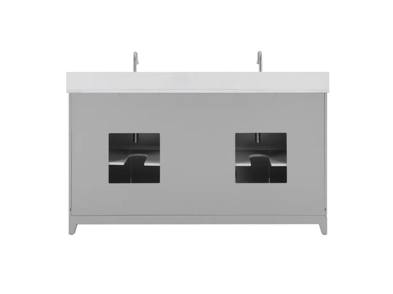 Luton 60" Vanity in Gray with Snow White Quartz Top