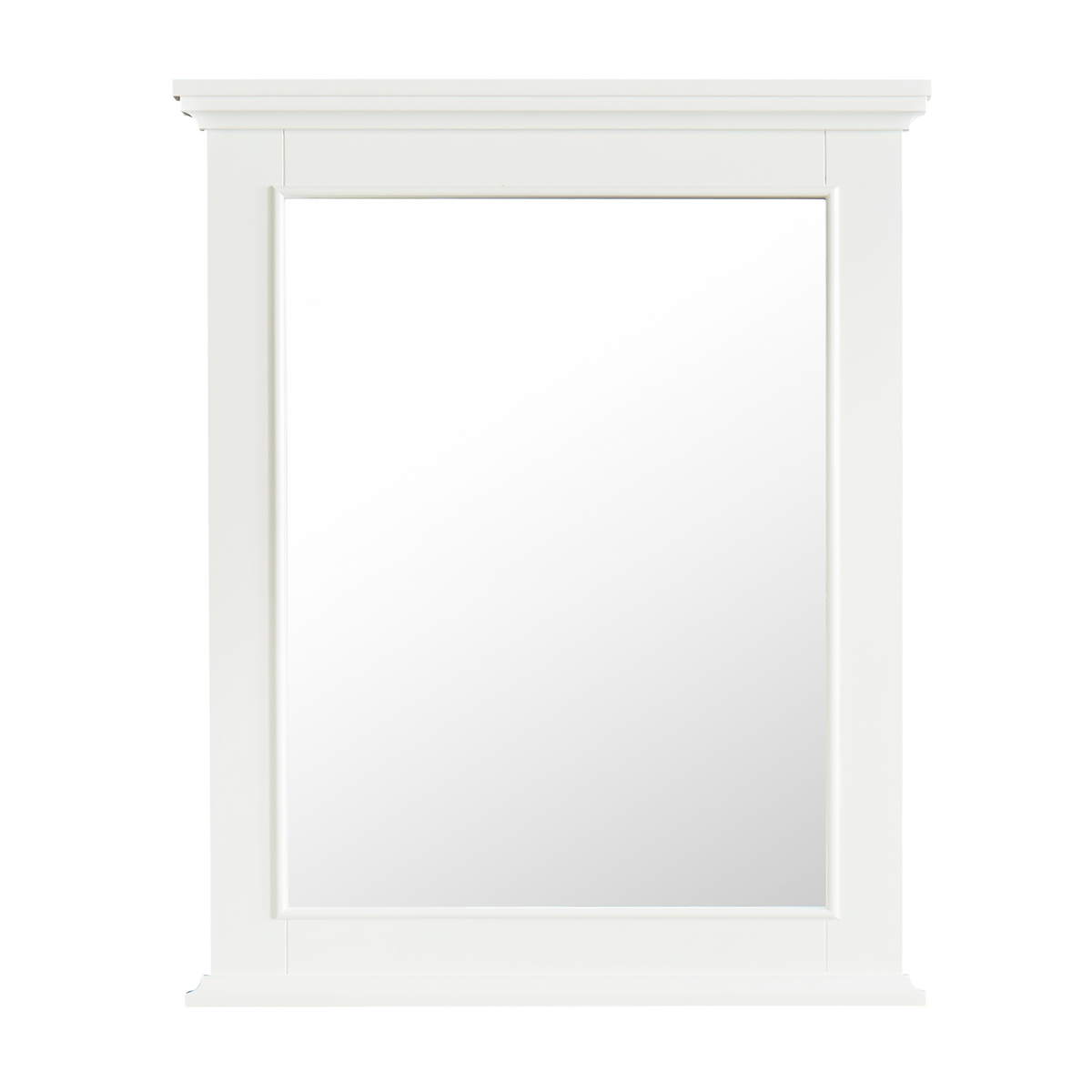 dove white framed bathroom vanity mirror, elegant rectangular design, enhances bathroom decor, 25 in. W x 36 in. H.