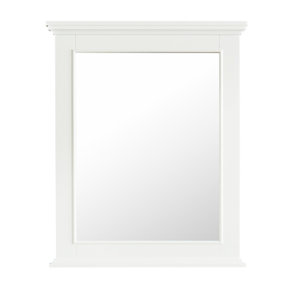 dove white framed bathroom vanity mirror, elegant rectangular design, enhances bathroom decor, 25 in. W x 36 in. H.