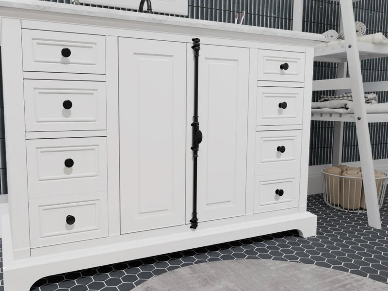 Icon 48" Single Vanity in White with Carrara Marble Top