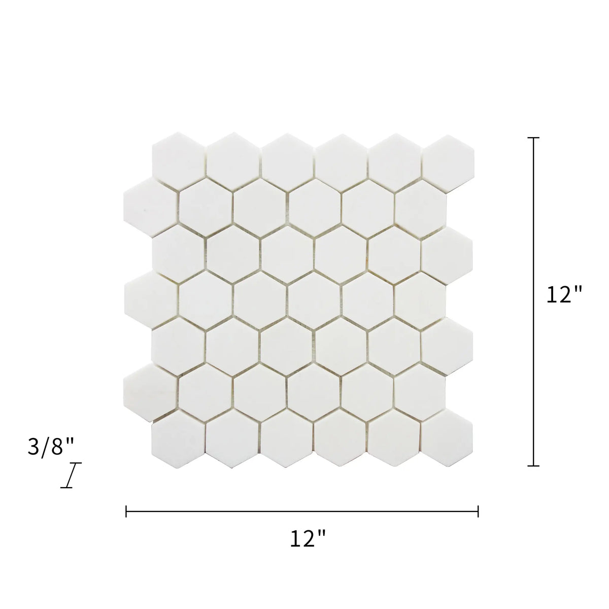 2-in Thassos White Hexagon Polished Marble Mosaic Floor and Wall Tile - Sample (Product Shown is Full Size)