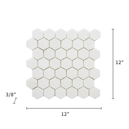 2-in Thassos White Hexagon 12-in x 12-in Polished Marble Mosaic Floor and Wall Tile ( 5 sq. ft. /Box )