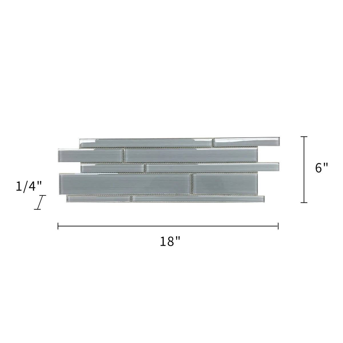 6-in x 18-in Ice Denim Glass Mix Random Strip Mosaic Wall Tile( 7.5 sq. ft. /Box )