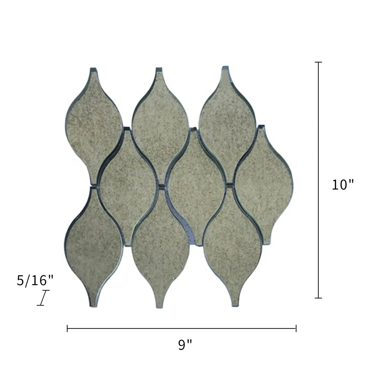 Soft Harmony Feathers Antique Mirror Glass Mosaic Wall Tile - Sample (Product Shown is Full Size)