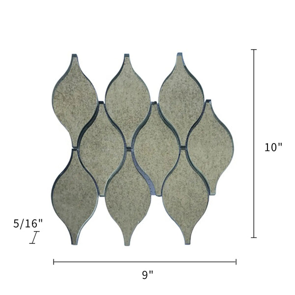 Soft Harmony Feathers Antique Mirror 9-in x 10-in Glass Mosaic Wall Tile( 10 sq. ft. /Box )