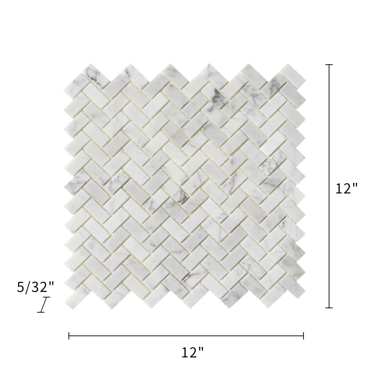 Carrara White Herringbone 12-in x 12-in Mini Brick Mosaic Wall Tile( 10 sq. ft. /Box )