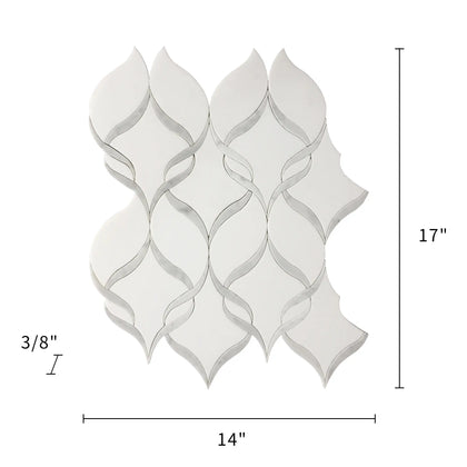 Soft Ribbons Carrara White & Thassos 14-in x 17-in Waterjet Mosaic Floor and Wall Tile( 8.3 sq. ft. /Box )