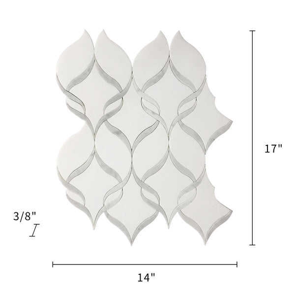 Soft Ribbons Carrara White & Thassos 14-in x 17-in Waterjet Mosaic Floor and Wall Tile( 8.3 sq. ft. /Box )
