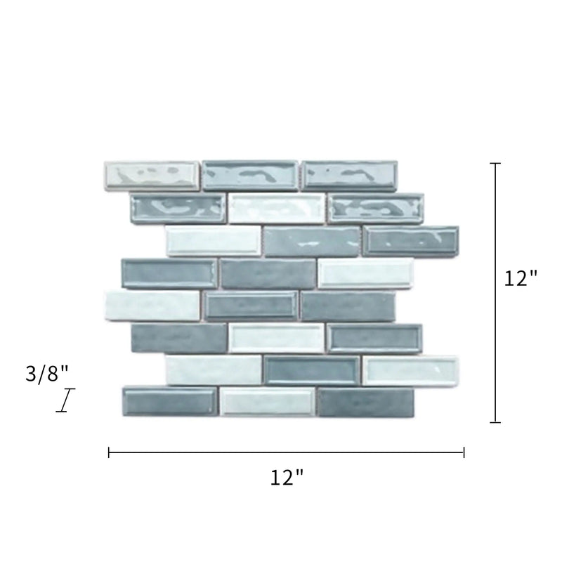 Linear Two Toned 12-in x 12-in Ceramic Mosaic Wall Tile( 10 sq. ft. /Box )