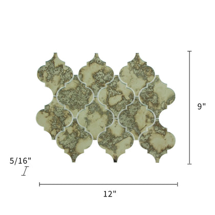 arabesque Lantern Antique Mirror Distressed 12-in x 9-in Glass Mosaic Wall Tile( 7.5 sq. ft. /Box )