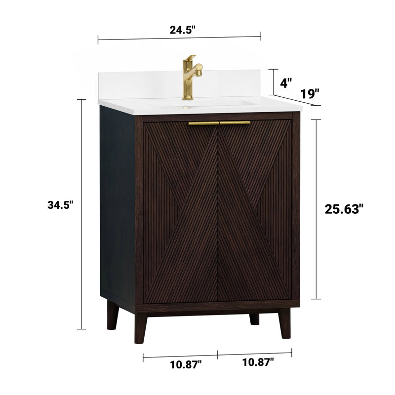 Summerville 24" Vanity Set with Pure White Quartz Countertop