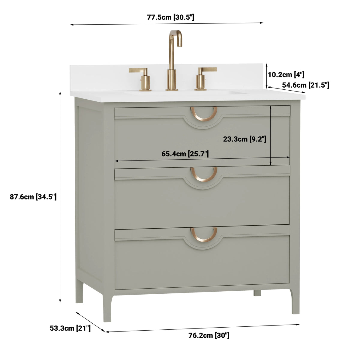 Yulan 30" Single Vanity With Pure White Quartz Top