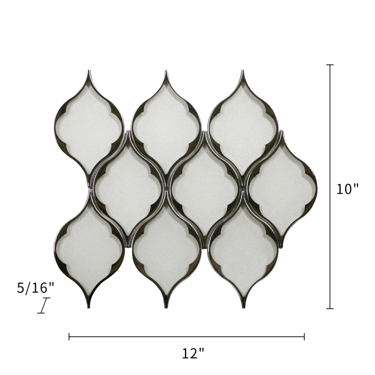 Feathered Lantern Pattern with Silver Trim 12-in x 10-in Glass Mosaic Wall Tile( 8.3 sq. ft. /Box )