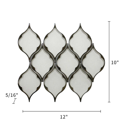 Feathered Lantern Pattern with Silver Trim 12-in x 10-in Glass Mosaic Wall Tile( 8.3 sq. ft. /Box )