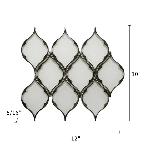 Feathered Lantern Pattern with Silver Trim 12-in x 10-in Glass Mosaic Wall Tile( 8.3 sq. ft. /Box )