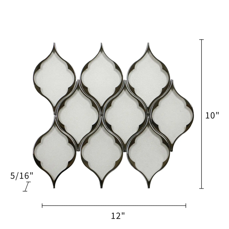 Feathered Lantern Pattern with Silver Trim 12-in x 10-in Glass Mosaic Wall Tile( 8.3 sq. ft. /Box )