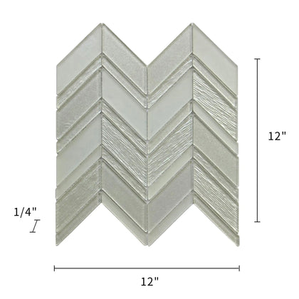 Silver Chevron Metallic Champagne 12-in x 12-in Glass Mosaic Wall Tile( 10 sq. ft. /Box )