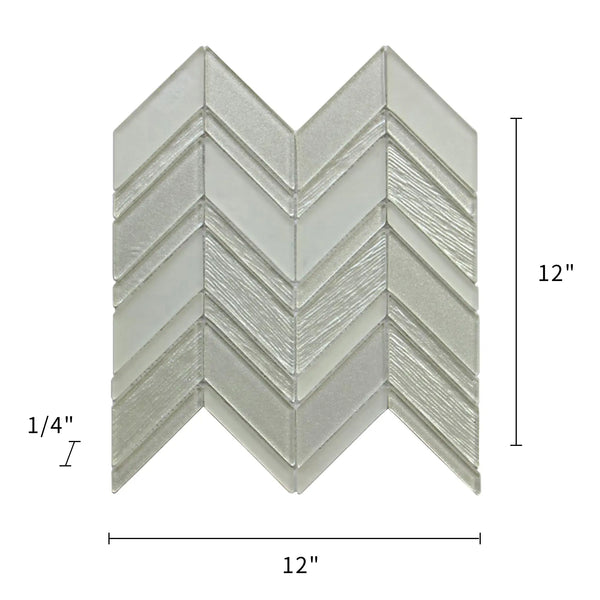 Silver Chevron Metallic Champagne 12-in x 12-in Glass Mosaic Wall Tile( 10 sq. ft. /Box )